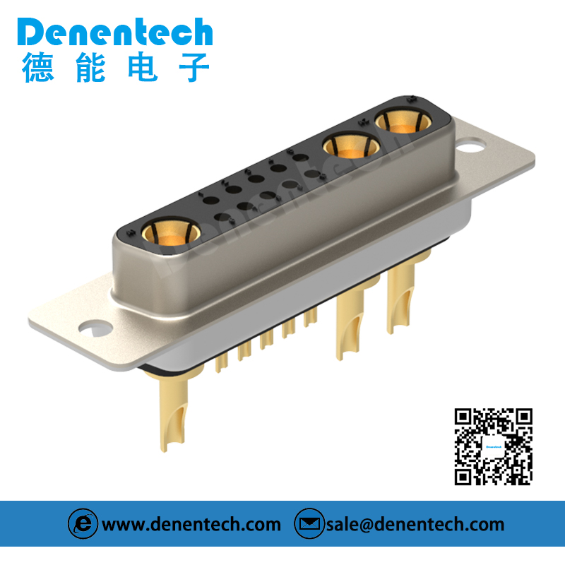 Denentech厂家直销D-sub13W3大电流母座焊线D-sub大电流13W3母头连接器